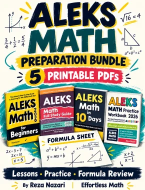 ALEKS Math Preparation Bundle by Reza Nazari: five printable PDFs with lessons, practice and formula review