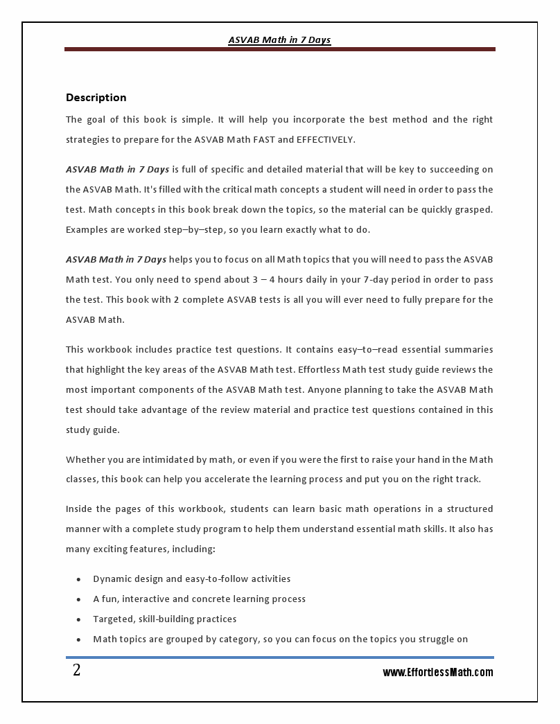 ASVAB Math in 7 Days: Step-By-Step Guide to Preparing for the ASVAB