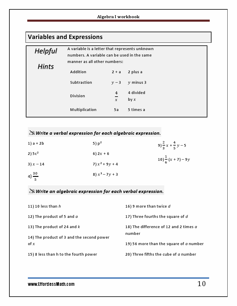 algebra 1 homework practice workbook quizlet