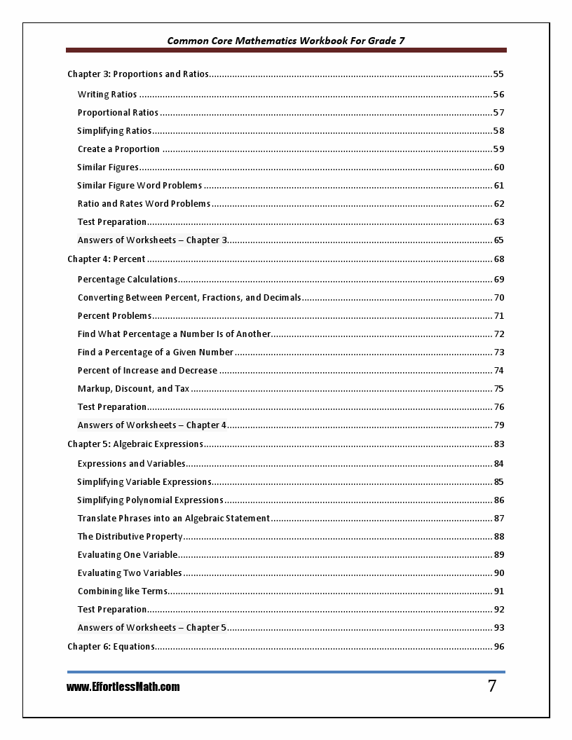 Common core mathematics workbook for grade 7 step by step guide to