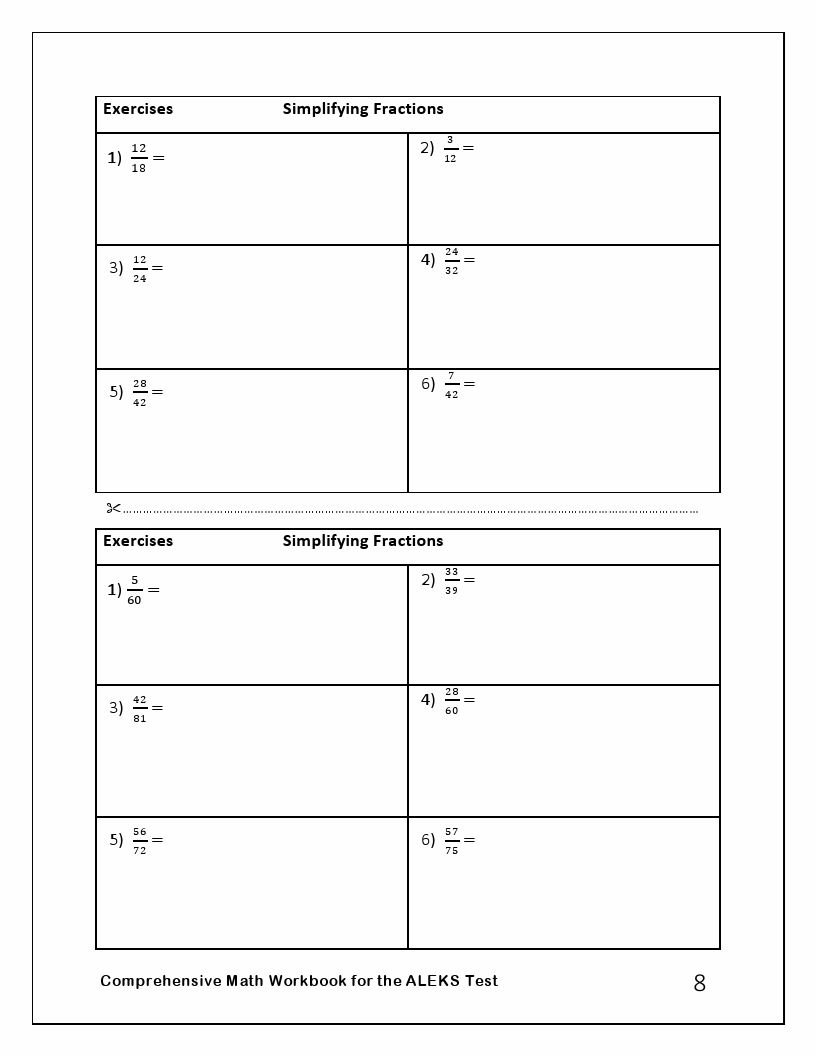 Comprehensive math workbook for the aleks test student workbook and 2