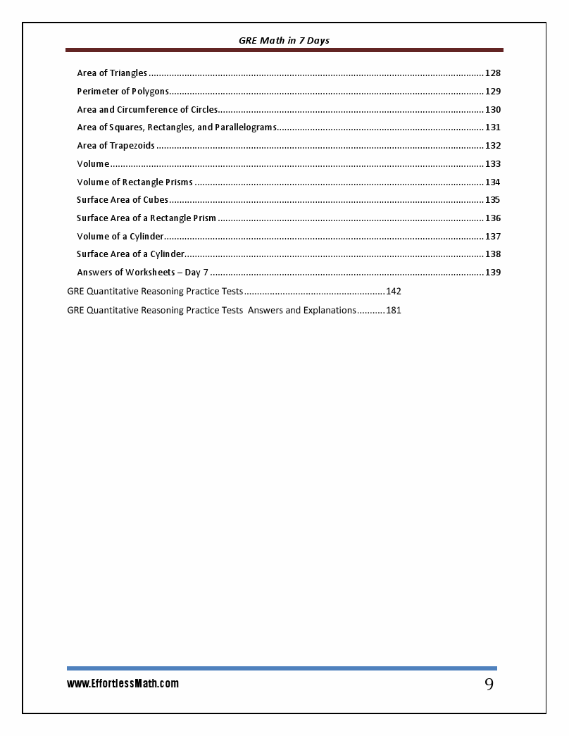 GRE Math in 7 Days: Step-By-Step Guide to Preparing for the GRE Math ...