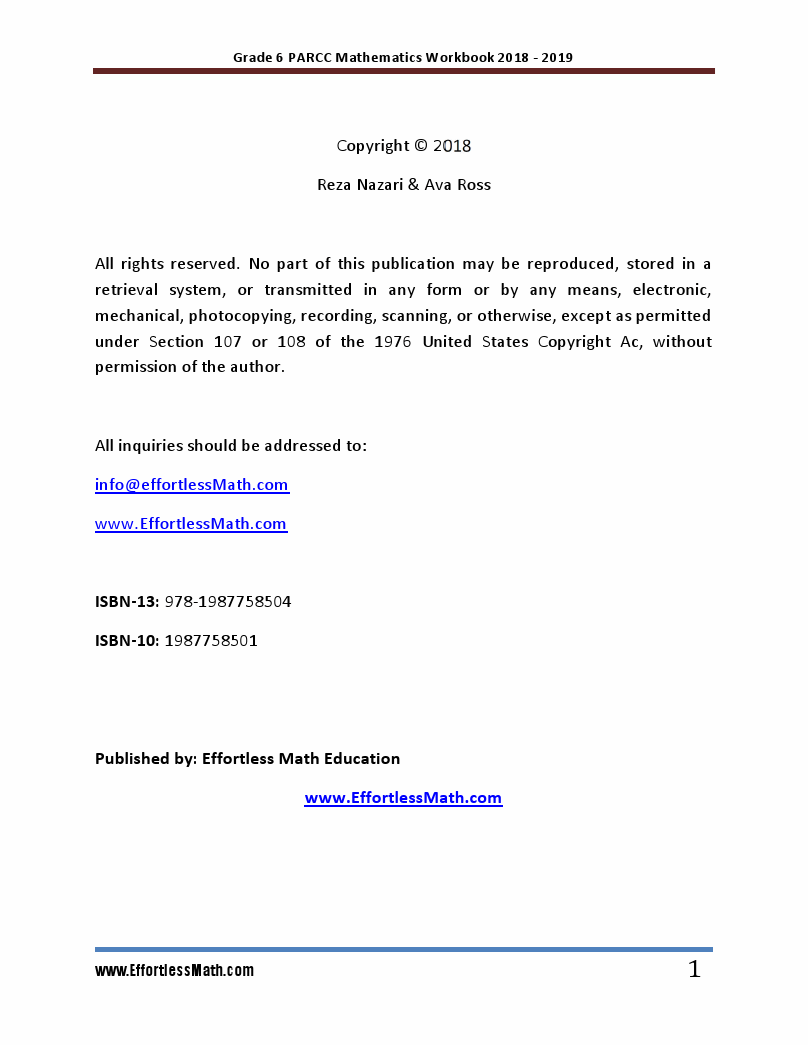 Grade 6 PARCC Math Workbook - : A | Effortless Math