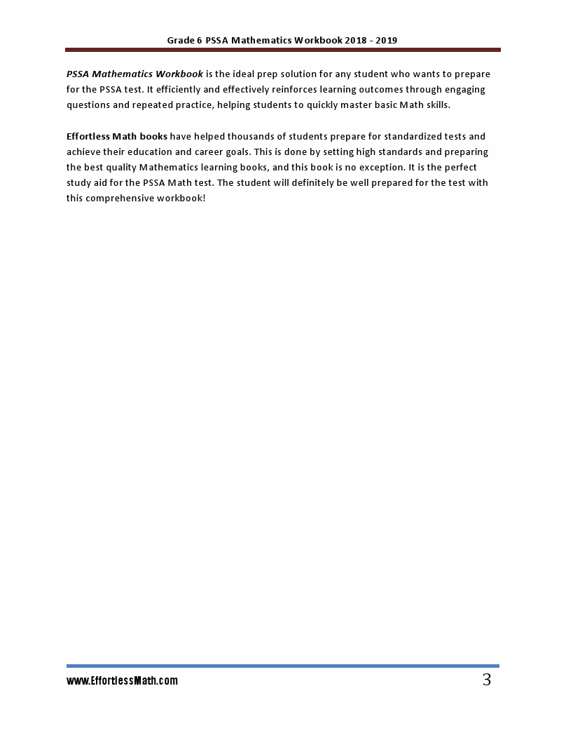 Grade 6 PSSA Math Workbook - : A | Effortless Math
