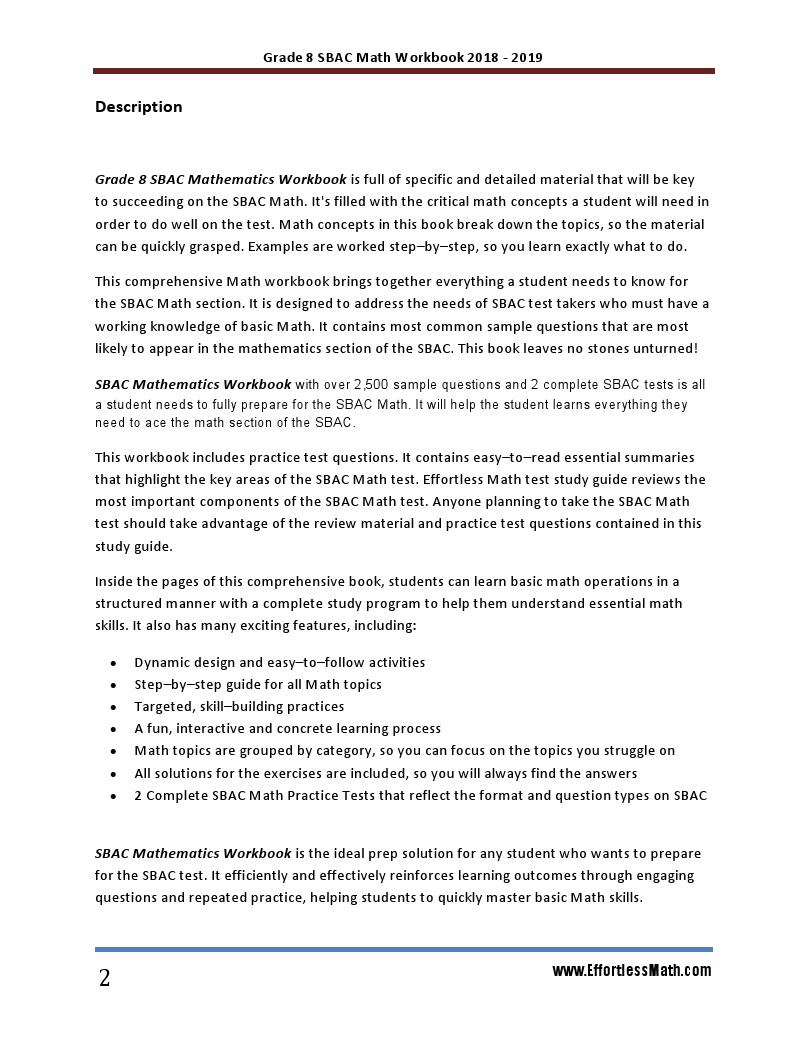 Grade 8 SBAC Mathematics Workbook 2018-2019: A Comprehensive Review and ...