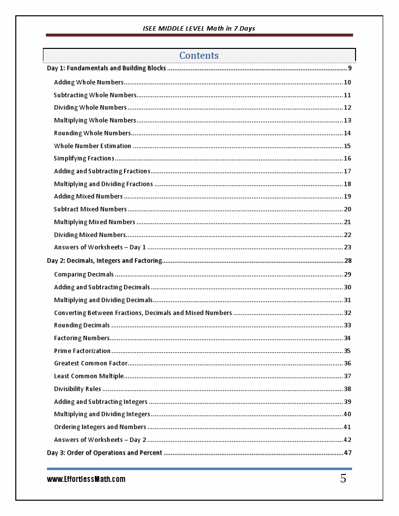 ISEE Middle Level Math in 7 Days: Step-By-Step Guide to Preparing for ...