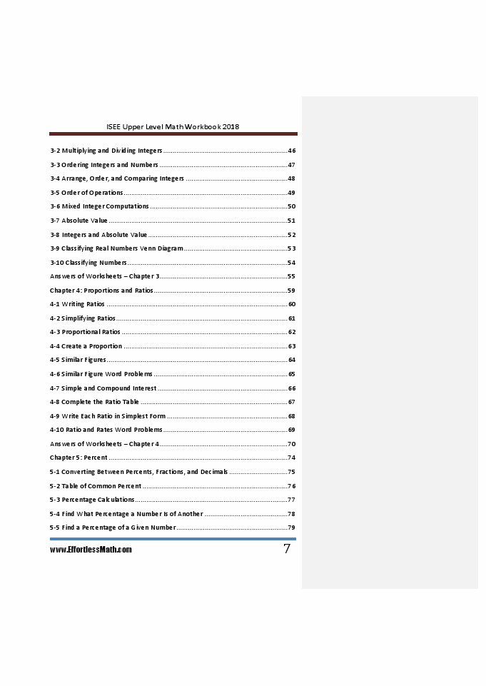 ISEE UPPER LEVEL Math Workbook : Review for | Effortless Math