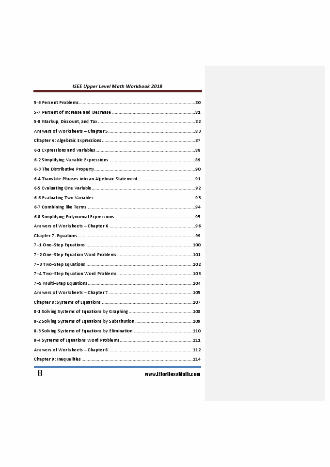 ISEE UPPER LEVEL Math Workbook : Review for | Effortless Math