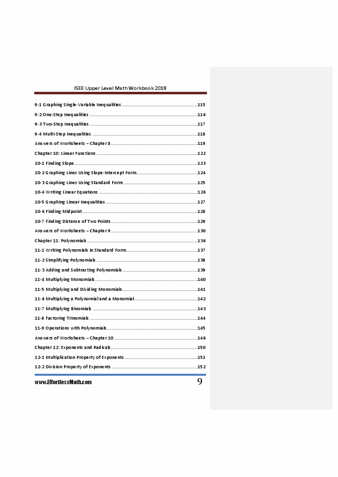 ISEE UPPER LEVEL Math Workbook : Review for | Effortless Math