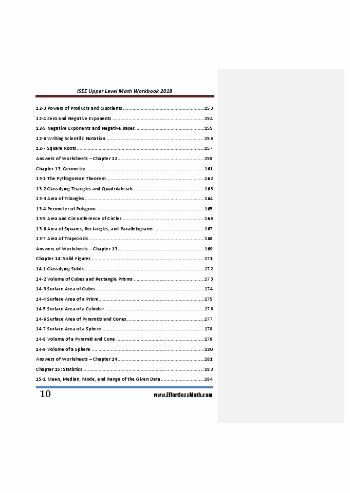 ISEE UPPER LEVEL Math Workbook : Review for | Effortless Math