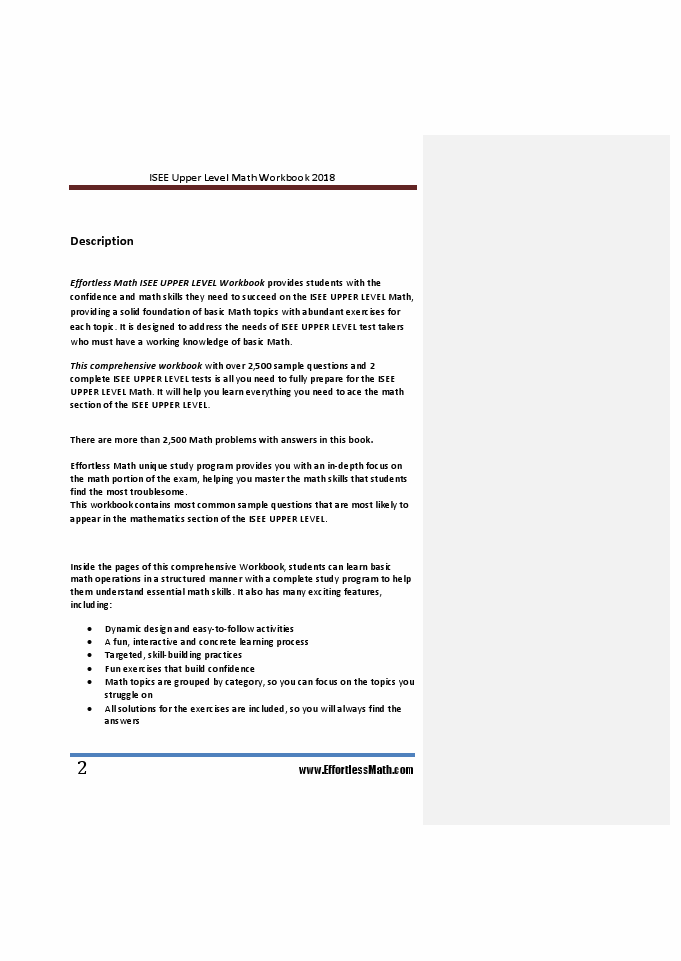 ISEE UPPER LEVEL Math Workbook : Review for | Effortless Math