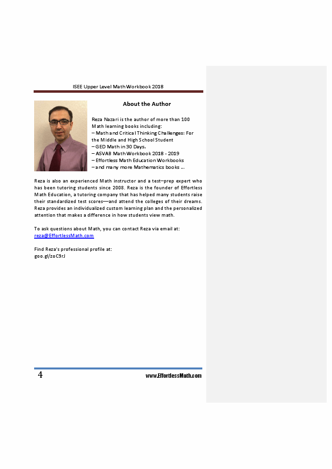 ISEE UPPER LEVEL Math Workbook : Review for | Effortless Math