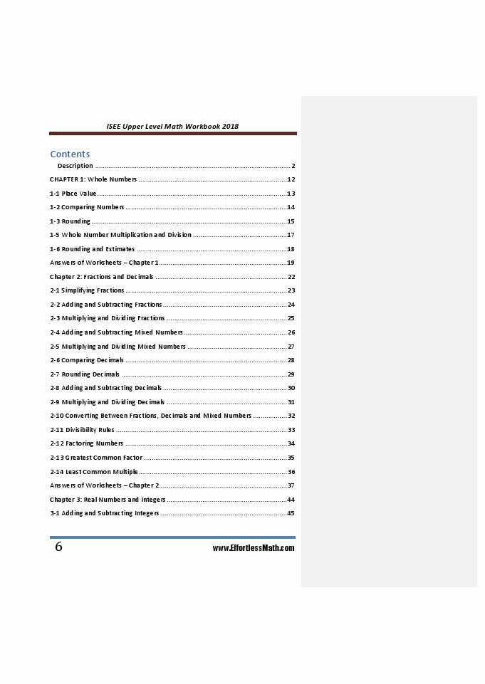 ISEE UPPER LEVEL Math Workbook : Review for | Effortless Math