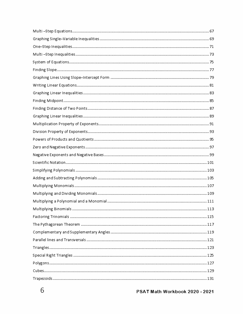 PSAT Math Workbook 2020 – 2021: The Most Comprehensive Review for the ...