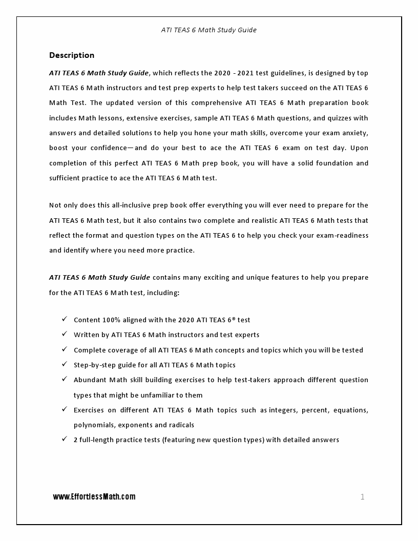 ATI TEAS 6 Math Study Guide 2020 – 2021: A Comprehensive Review and ...