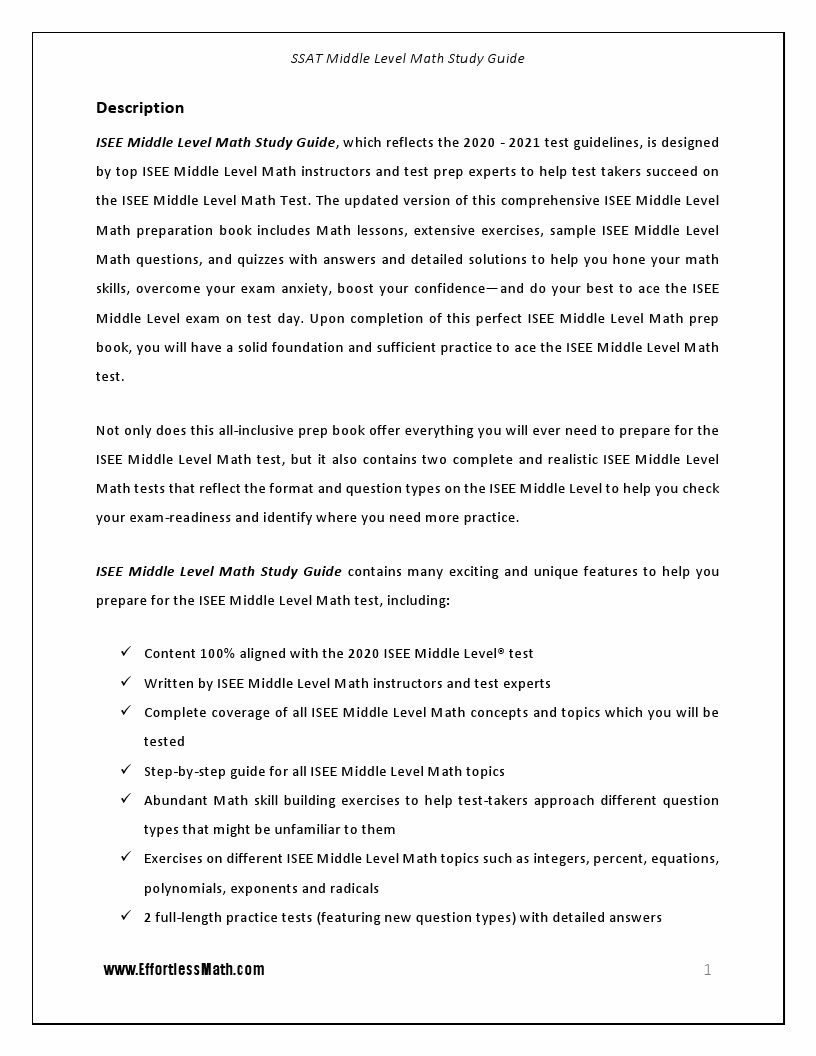 ISEE Middle Level Math Study Guide 2020 – 2021: A Comprehensive Review ...