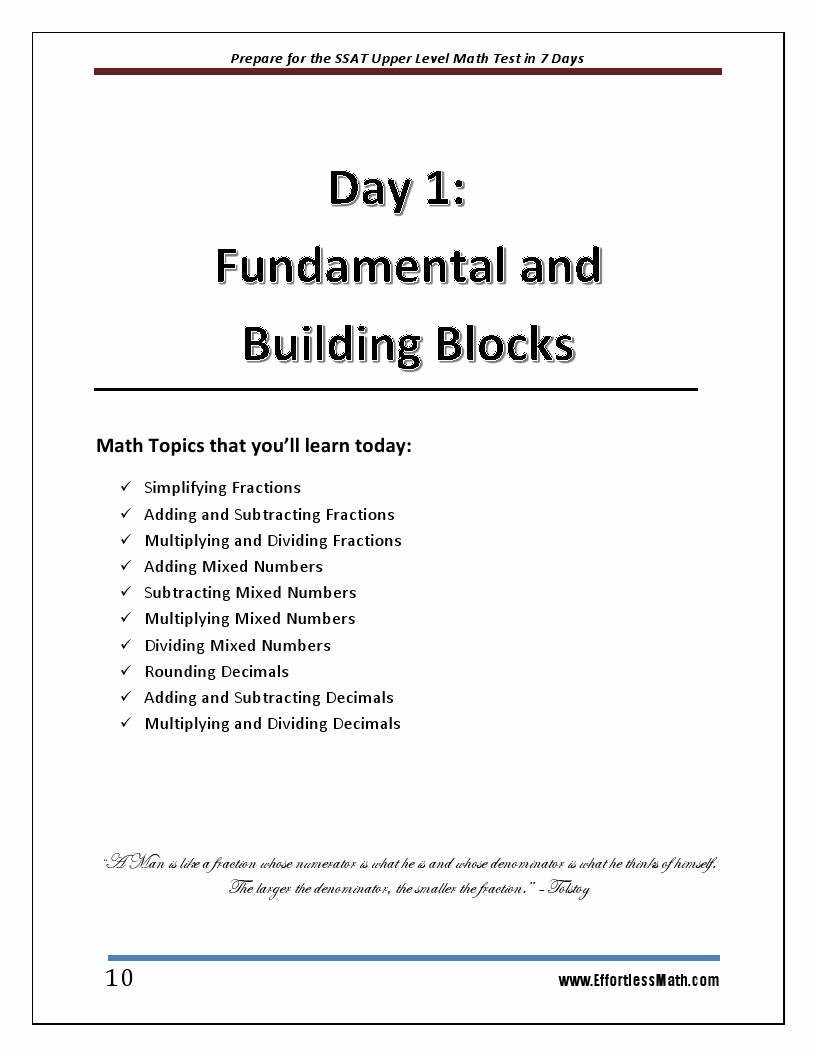 Prepare for the SSAT Upper Level Math Test in 7 Days: A Quick Study ...