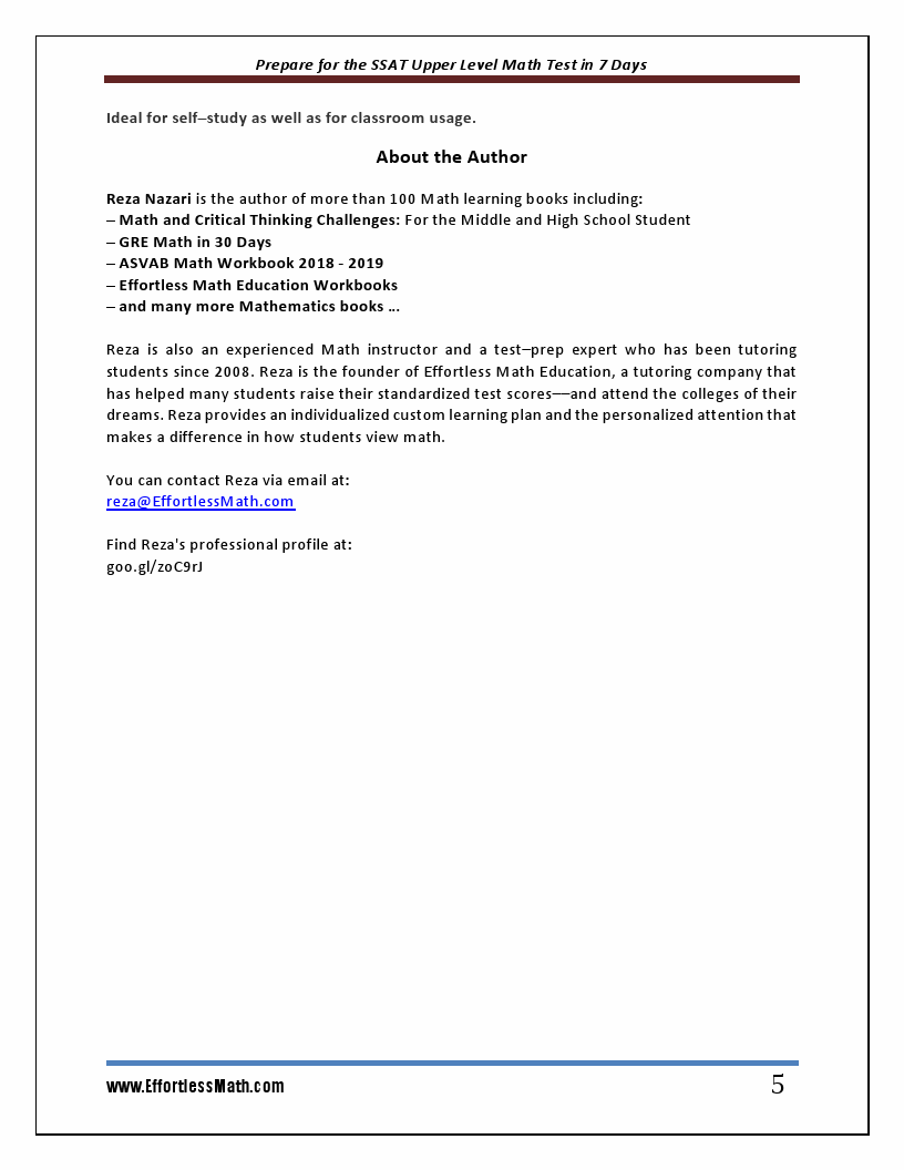 Prepare for the SSAT Upper Level Math Test in 7 Days: A Quick Study ...