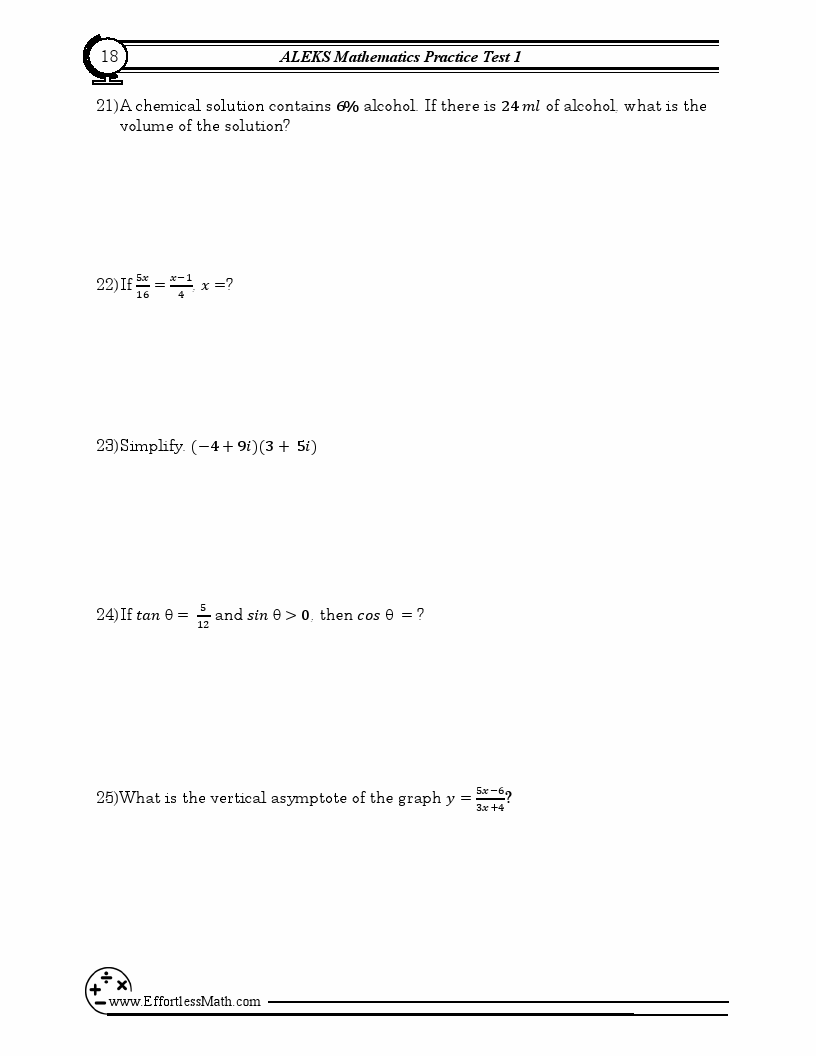 5 ALEKS Math Practice Tests Extra Practice to Help Achieve an