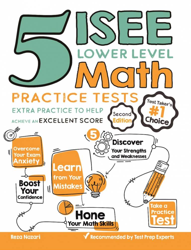5 ISEE Lower Level Math Practice Tests: Extra Practice to Help Achieve an Excellent Score cover