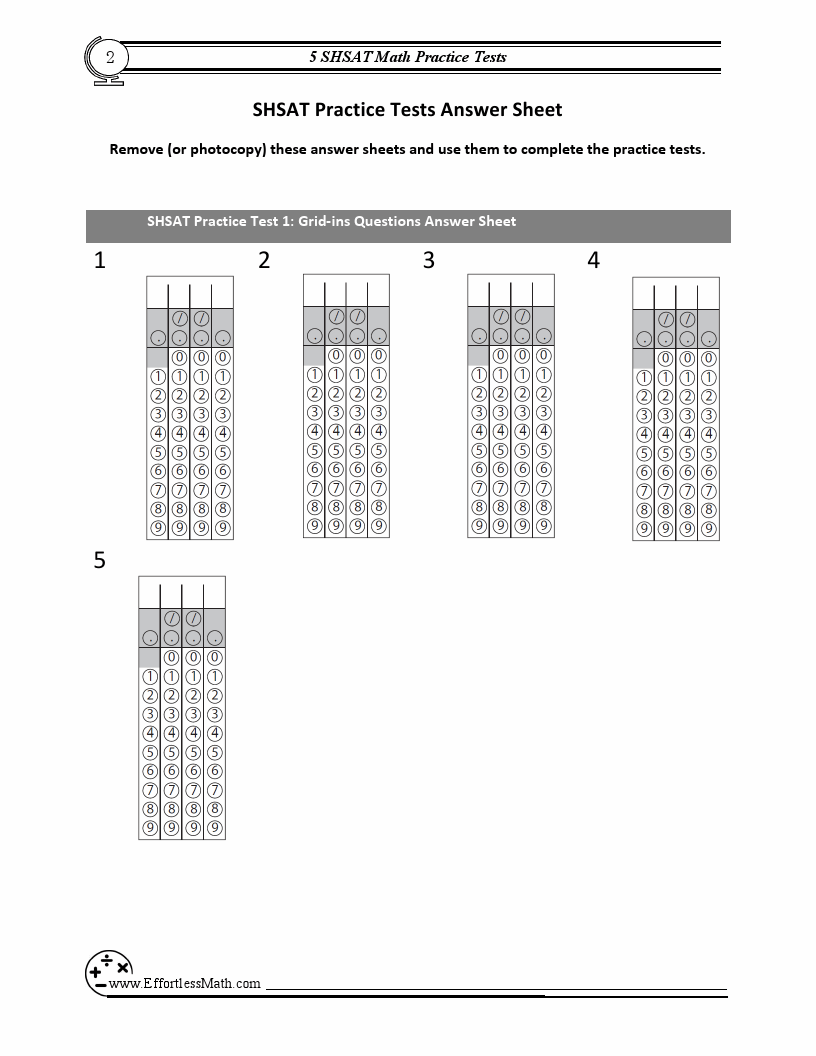 5 SHSAT Math Practice Tests Extra Practice to Help Achieve an
