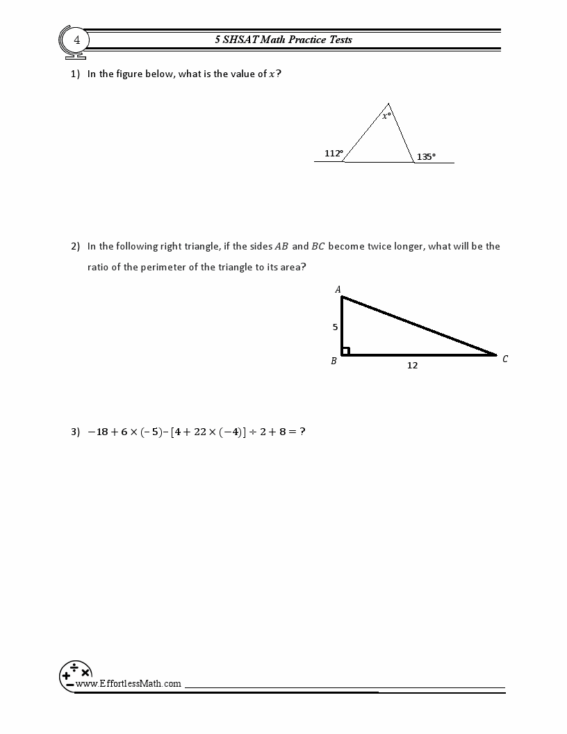 5 SHSAT Math Practice Tests Extra Practice to Help Achieve an