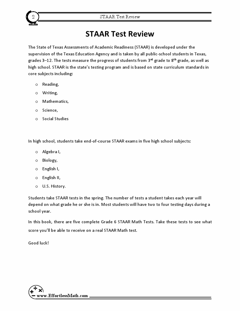 5 STAAR Grade 6 Math Practice Tests Extra Practice to Help Achieve an