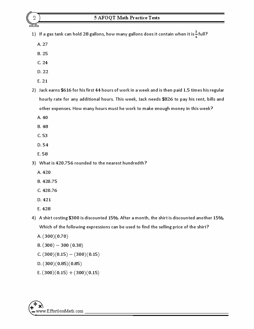 5 afoqt math practice tests extra practice to help achieve an