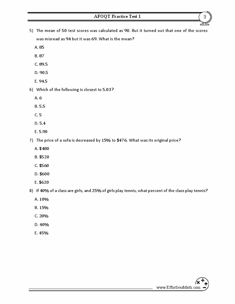 5 AFOQT Math Practice Tests Extra Practice to Help Achieve an