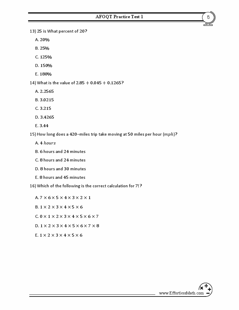 5 AFOQT Math Practice Tests Extra Practice to Help Achieve an