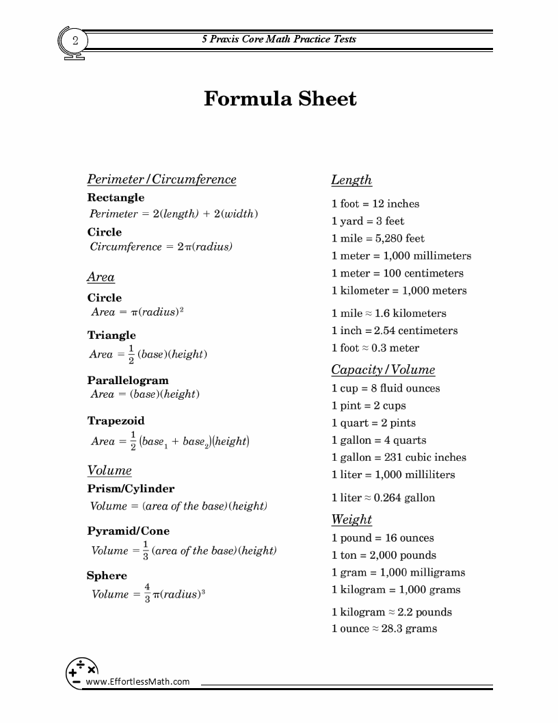 praxis core math practice tests free