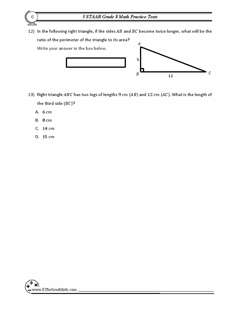 5 STAAR Grade 8 Math Practice Tests Extra Practice to Help Achieve an