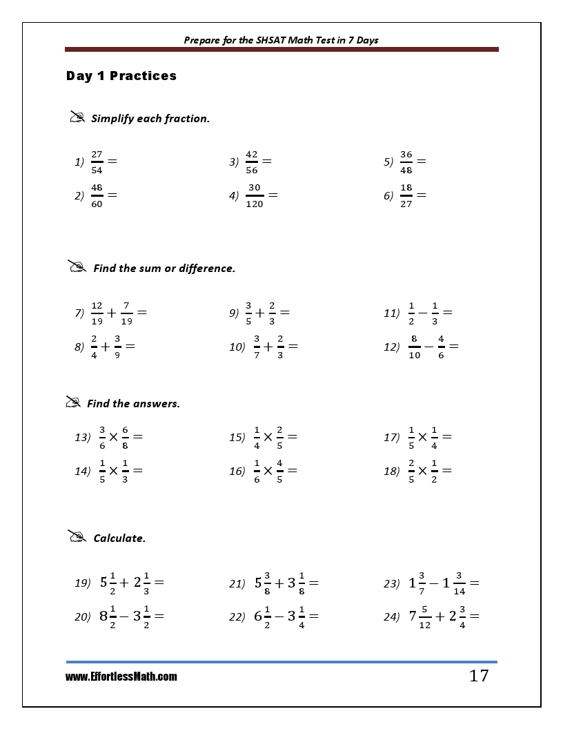 Prepare for the SHSAT Math Test in 7 Days A Quick Study Guide with Two