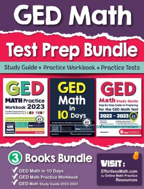 GED Math Test Prep Bundle: Study Guide + Practice Workbook + Practice Tests