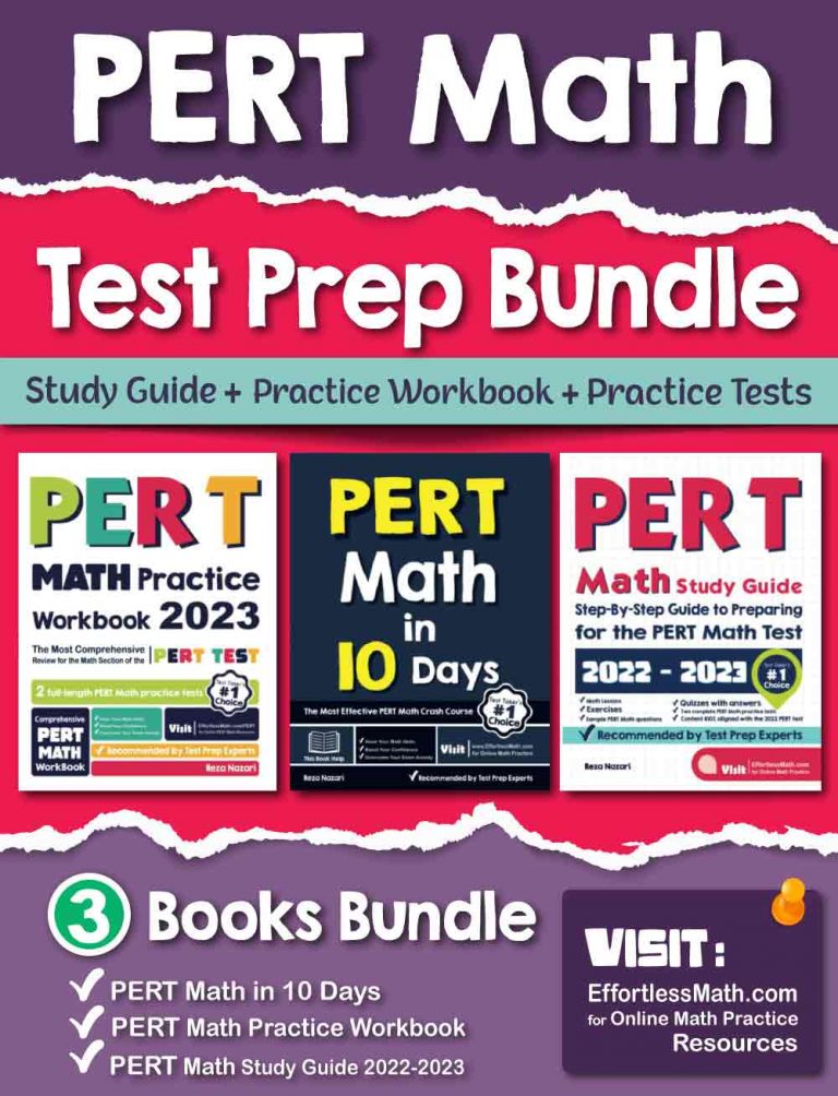 PERT Math Test Prep Bundle: Study Guide + Practice Workbook + Practice Tests cover