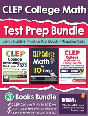CLEP College Mathematics Test Prep Bundle: Study Guide + Practice Workbook + Practice Tests