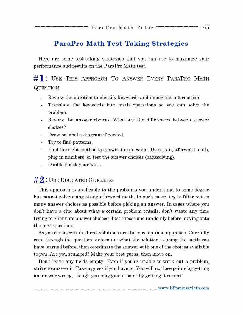 parapro math practice test parapro math practice test