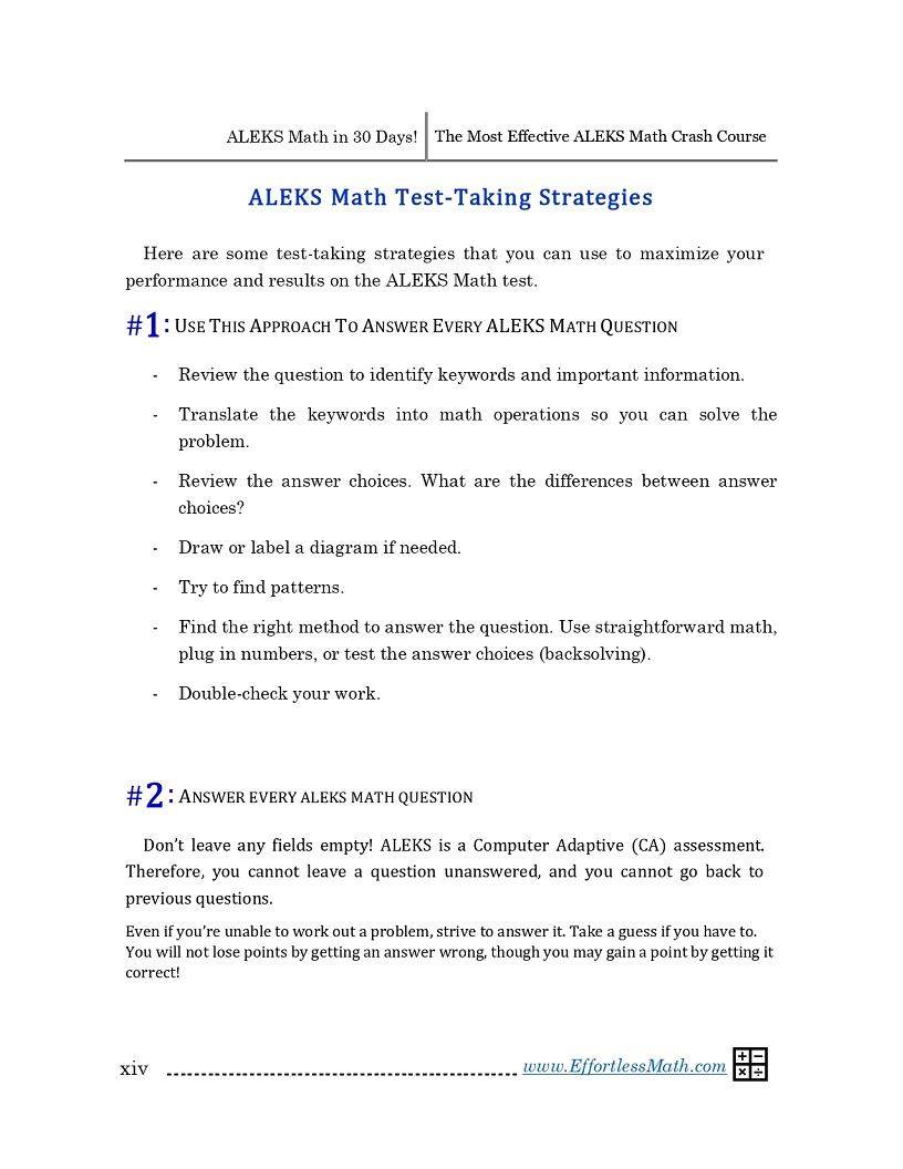 ALEKS Math in 30 Days: The Most Effective ALEKS Math Crash Course ...