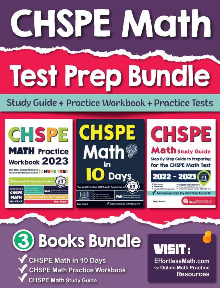 CHSPE Math Test Prep Bundle: Study Guide + Practice Workbook + Practice Tests cover