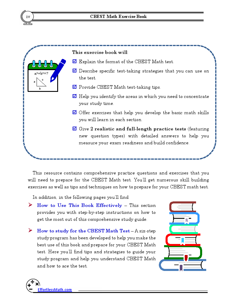 CBEST Math Exercise Book A Comprehensive Workbook + CBEST Math