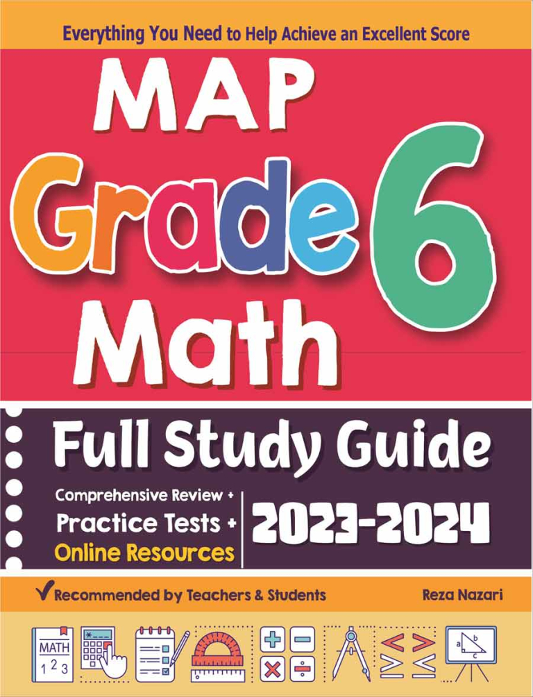 MAP Grade 6 Math Full Study Guide: Comprehensive Review + Practice Tests + Online Resources cover
