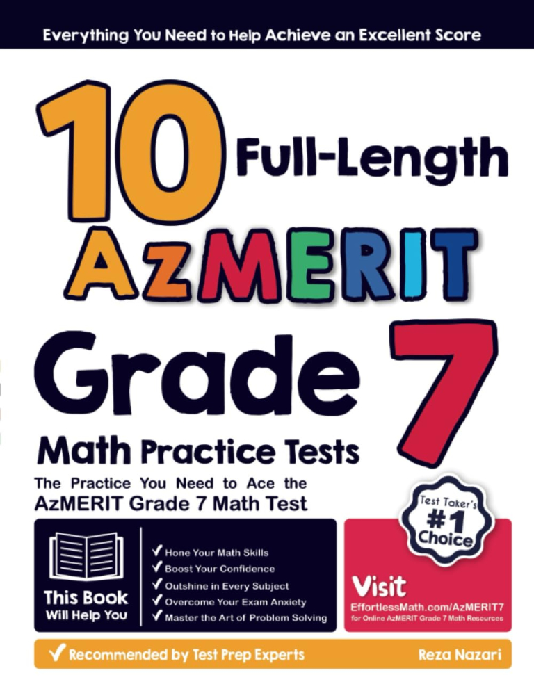 10 Full Length AzMERIT Grade 7 Math Practice Tests: The Practice You Need to Ace the AzMERIT Grade 7 Math Test cover