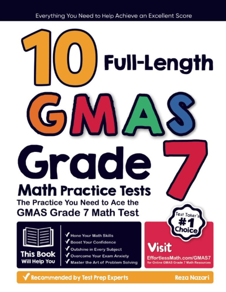 10 Full Length GMAS Grade 7 Math Practice Tests: The Practice You Need to Ace the GMAS Grade 7 Math Test cover