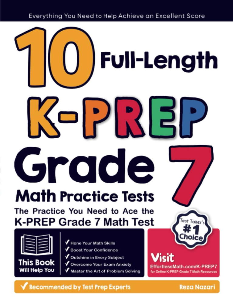 10 Full Length K-PREP Grade 7 Math Practice Tests: The Practice You Need to Ace the K-PREP Grade 7 Math Test cover