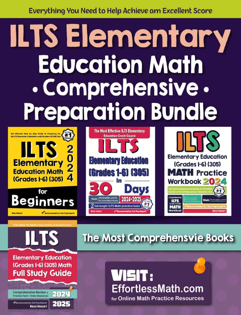 ILTS Elementary Education Math (Grades 1–6) (305) Comprehensive Preparation Bundle - more than 2,000 Pages! cover