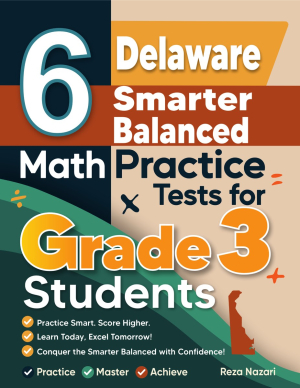 6 Delaware Smarter Balanced Grade 3 Math Practice Tests cover