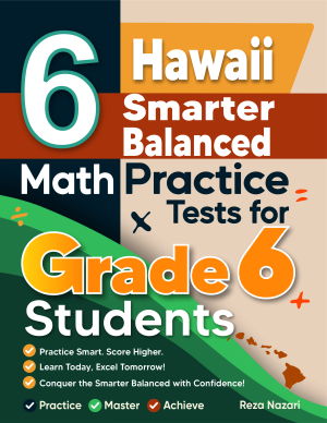 6 Hawaii Smarter Balanced Math Practice Tests for Grade 6 Students cover