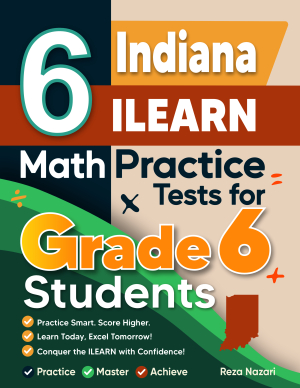 6 Indiana ILEARN Math Practice Tests for Grade 6 Students cover
