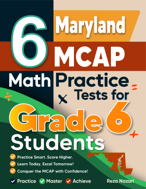 6 Maryland MCAP Math Practice Tests for Grade 6 Students cover