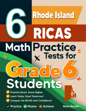 6 Rhode Island RICAS Math Practice Tests for Grade 6 Students cover